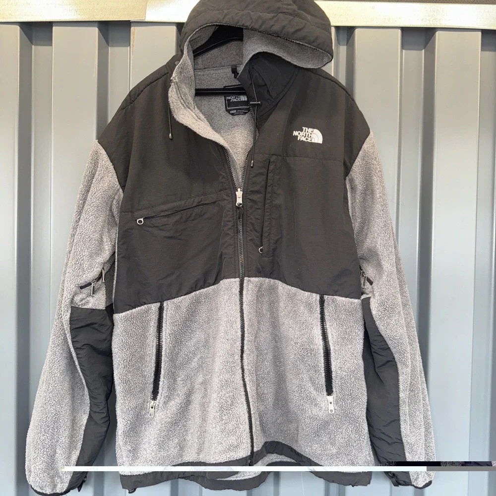 The North Face Jacket Mens X Large Denali Grey Black Polartec Full Zip W Hood